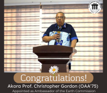 Akora Prof. Christopher Gordon Appointed an Ambassador of the Earth Commission